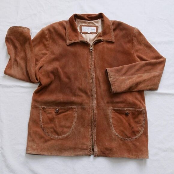 Alan Michael caramel suede leather jacket - Picture 1 of 8